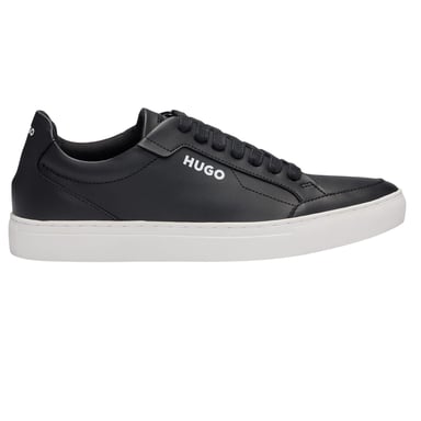 Hugo Mens Futurism Leather Round Toe Flat Trainers (Black)