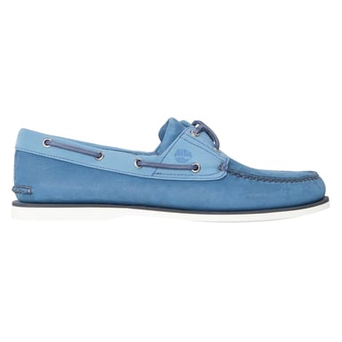 Timberland Klassieke platte bootschoenen voor heren van contrasterend leer (Donkerblauw)