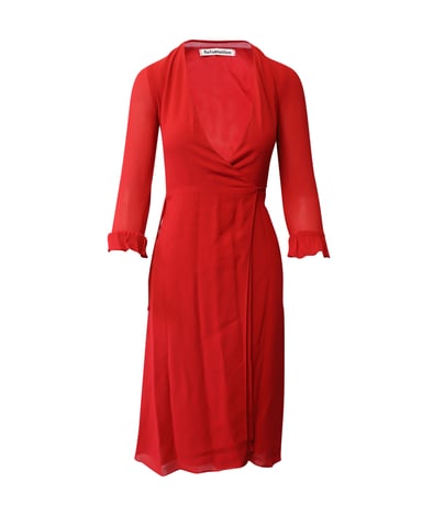 Reformation Wrap Dress in Red Viscose