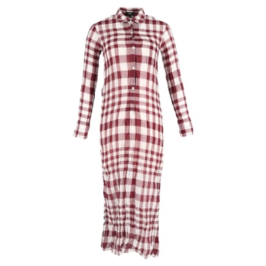 Theory Plaid Shirt Dress in Red Cotton