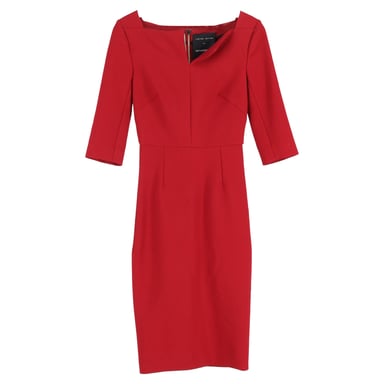 Roland Mouret Crepe Midi Dress in Red Viscose