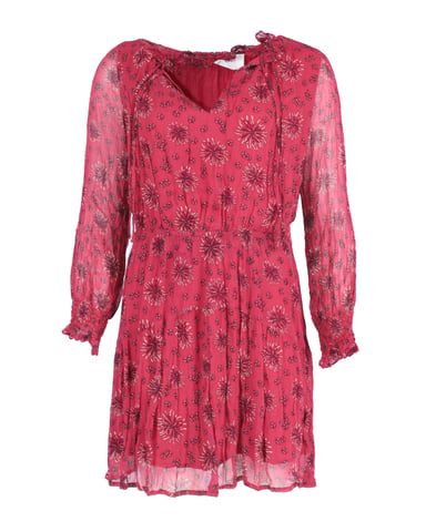 Ba&sh See-through Sleeve Printed Dress in Red Viscose