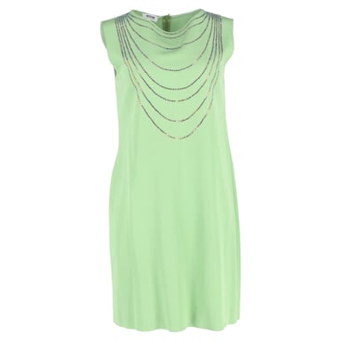Moschino Cheap and Chic Embellished Mini Dress in Green Silk