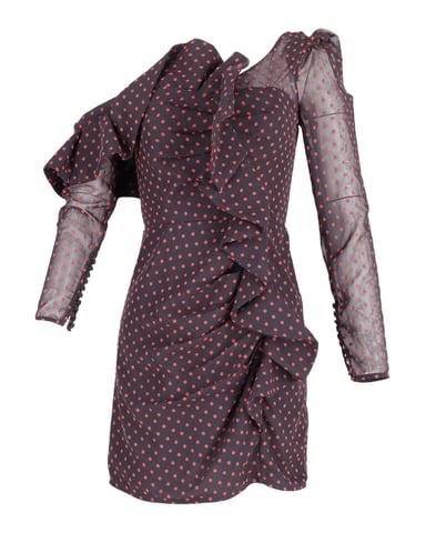 Self-Portrait Plumetis Mini Dress in Red Print Polyester