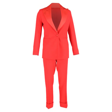 Joseph Single-Breasted Blazer and Trousers Set in Red Polyester