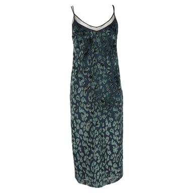 Hugo Boss Dudania Devoré Slip Dress in Green Velvet