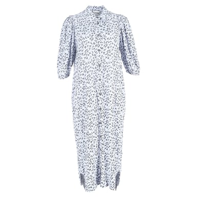 Ganni Printed Crepe Midi Shirt Dress in Light Blue Viscose