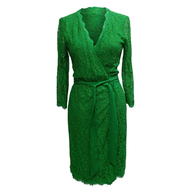 Diane von Furstenberg Julianna Wrap Dress In Green Silk