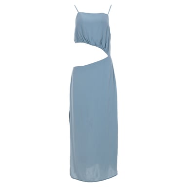 Reformation Square Neck Cutout Midi Dress in Light Blue Viscose
