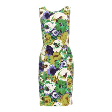 Blumarine Green Sleeveless Floral Dress - '10s