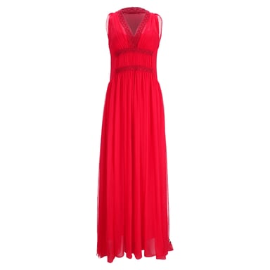 Philosophy di Lorenzo Serafini Crochet Trim Maxi Dress in Red Polyester