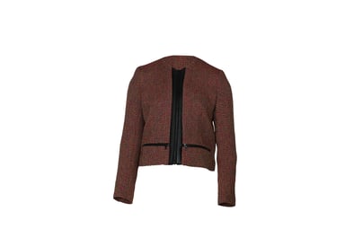 Sandro Paris Tweed Blazer and Skirt Set in Red Cotton