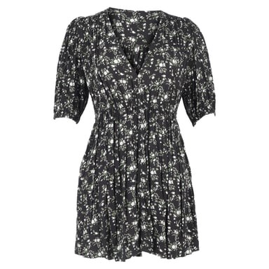 Ganni Printed Crepe Mini Dress in Green Viscose