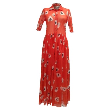 Ganni Tilden Mesh Dress in Red Polyamide