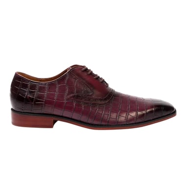 Giorgio Mens Croc Full Grain Leather Oxford Shoes (Maroon)