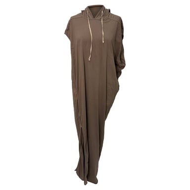 Rick Owens Edfu Hooded Maxi Dress in Brown Cotton