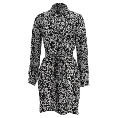 Diane Von Furstenberg Printed Mini Shirt Dress in Black Silk
