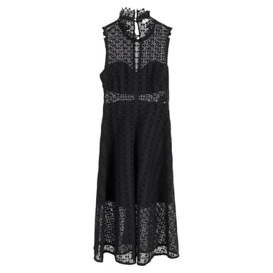 Sandro Paris Alisa Crocheted Midi Dress in Black Polyester