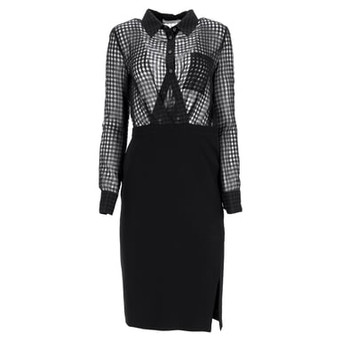 Altuzarra Ludovicio Gingham Sheered Midi Dress in Black Cotton