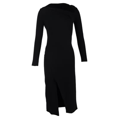 Oscar de la Renta Draped Crepe Midi Dress In Black Wool
