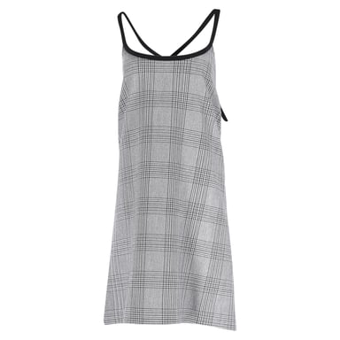 Maje Plaid Cross-Strap Mini Dress in Grey Polyester