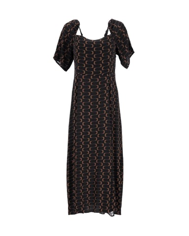 Reformation Printed Midi Dress in Black Viscose
