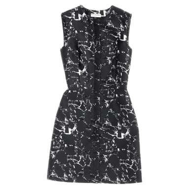 Balenciaga Jacquard Print Mini Shift Dress in Black Cotton