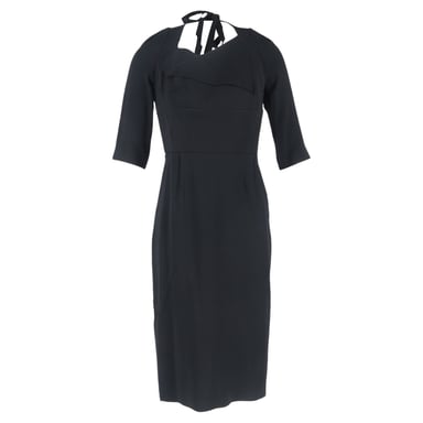 Roland Mouret Paneled Tie-Detailed Midi Dress in Black Viscose