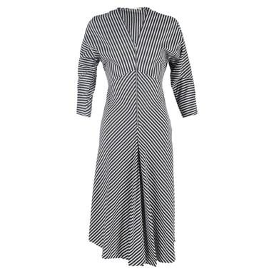 Maje Rava Striped Twill Midi Dress In Black Viscose