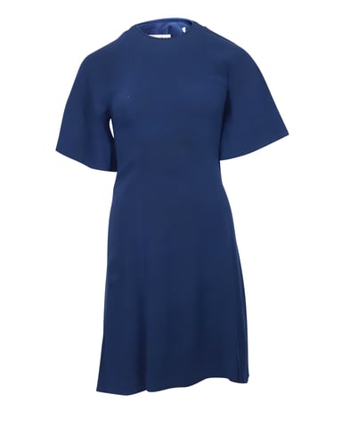 Sandro Yoko Fluted Crepe Dress in Blue Acetate