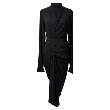 Rick Owens Cocoon Midi Dress in Black Acetate