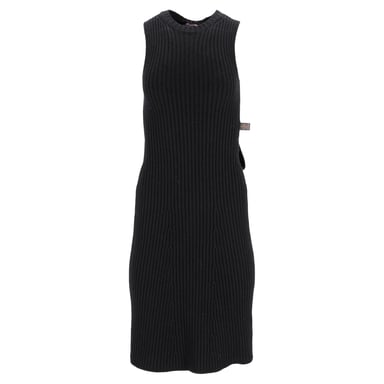 Louis Vuitton Knitted Sleeveless Midi Dress in Black Wool