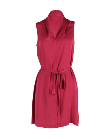 Theory Belted Sleeveless Dress in Red Silk