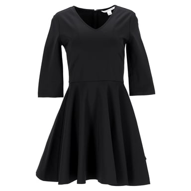 Diane Von Furstenberg Jeannie V-Neck Mini Flared Dress in Black Nylon