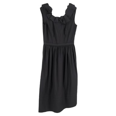Prada Ruffled Midi Dress in Black Cotton