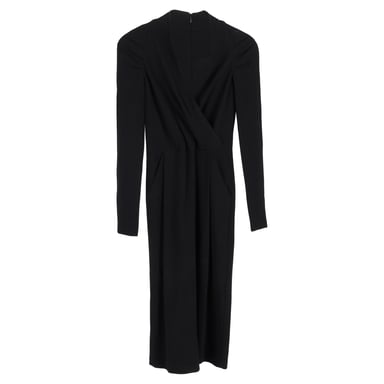 Armani Collezioni Long Sleeve Midi Dress in Black Polyester