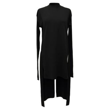 Rick Owens Long Back Midi Dress in Black Wool