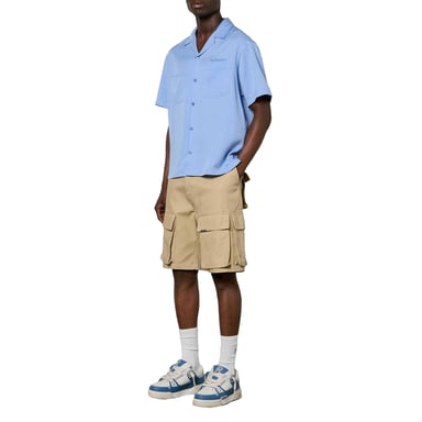 Represent Mens Lyocell Pocket Short-Sleeved Bowling Shirt (Blue)