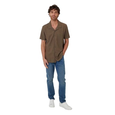 Threadbare Mens Antti Relaxed Fit Short-Sleeved Shirt (Khaki)