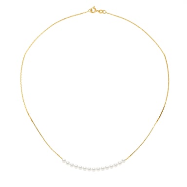 Curb Ketting 15 gekweekte parels White Yellow Gold