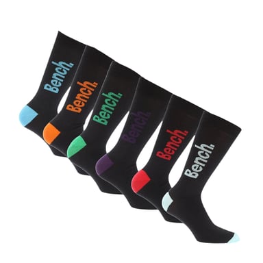 Bench Mens Cotton Dress Socks (Pack of 7) (Black)