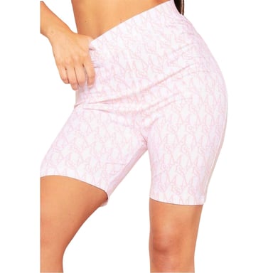 Missy Empire Womens/Ladies Repeat Logo High Waist Cycling Shorts (Pink)