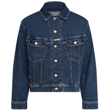 Replay Mens Embroidered Logo Comfort Denim Jacket (Blue)