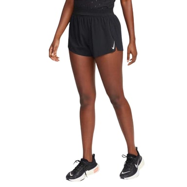 Nike Dames/Dames Aero Swift Geplooide Hardloopshort Mid Rise (Zwart)
