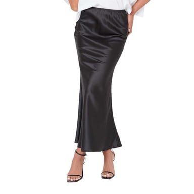 I Saw It First Womens/Ladies Satin Maxi Skirt (Black)