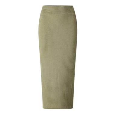 Pieces Womens/Ladies Ribbed Midi Skirt (Deep Lichen Green)