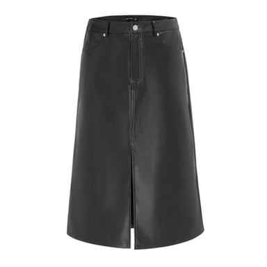 I Saw It First Womens/Ladies Faux Leather Slim Pencil Skirt (Black)