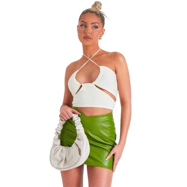 Missy Empire Womens/Ladies Faux Leather Mini Skirt (Green)