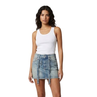 Off-White Womens/Ladies Cargo Denim Mini Skirt (Vintage Blue)