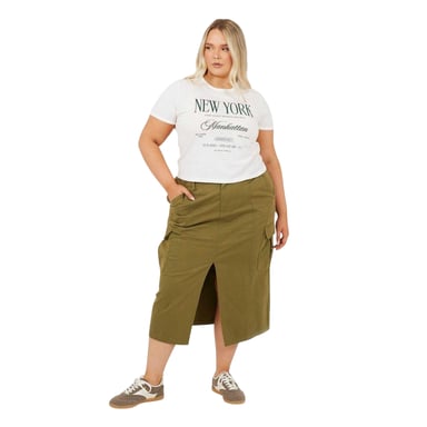 Brave Soul Womens/Ladies Denim Plus Cargo Skirt (Khaki Green)